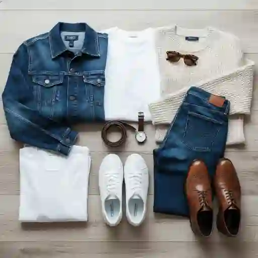 قسم ملابس وأحذية رجالي - جينز وتيشيرتات وأحذية جلد